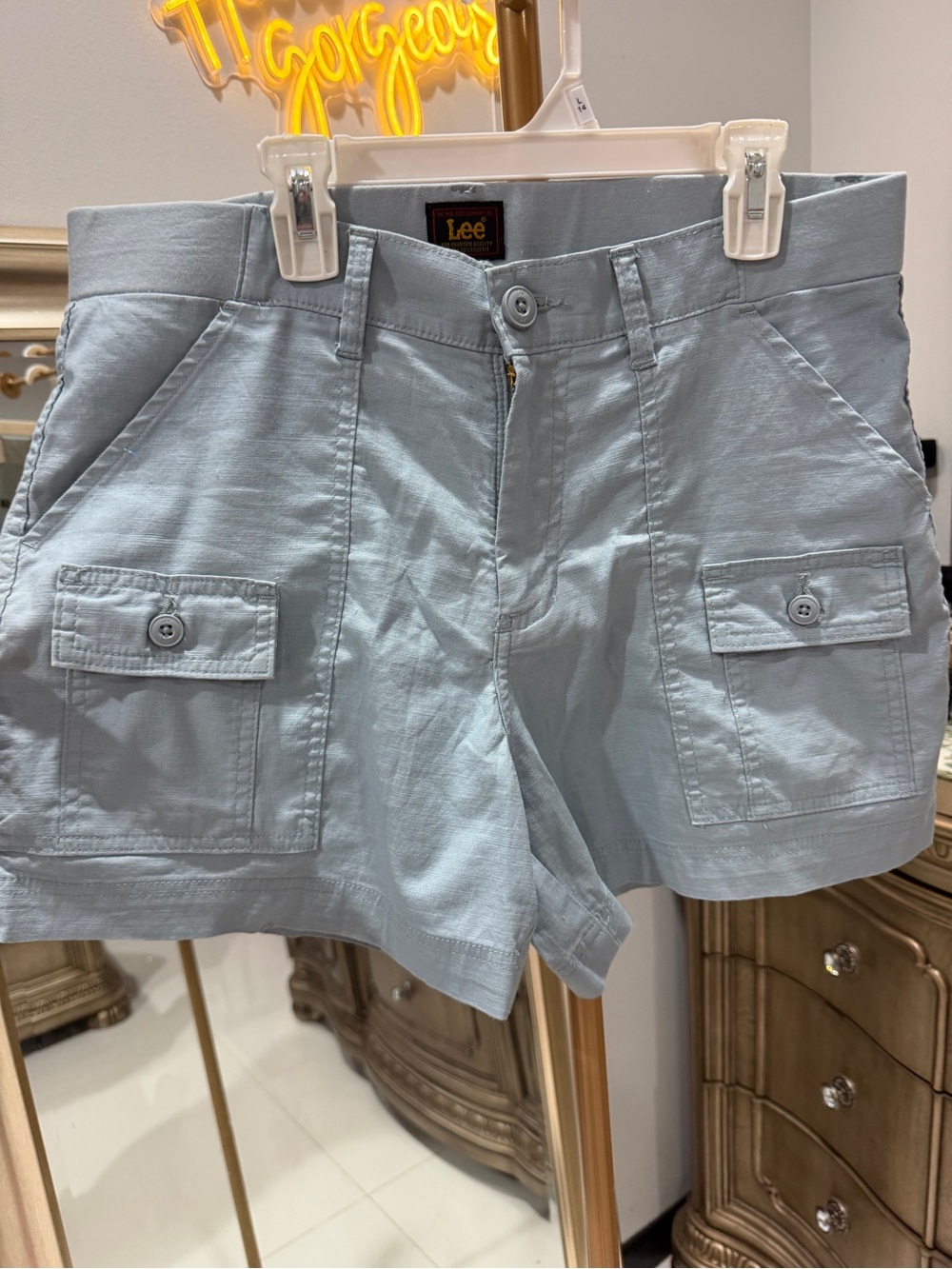 Lee Light Blue Cargo Shorts with Button Flap Pockets